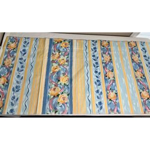 Croscill Vintage Fiesta Floral Stripe Valance Set 4 Blue Yellow French Country